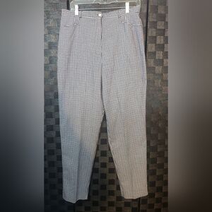Nicole Summers Women's Navy Blue and White Checkered Straight Leg Pants